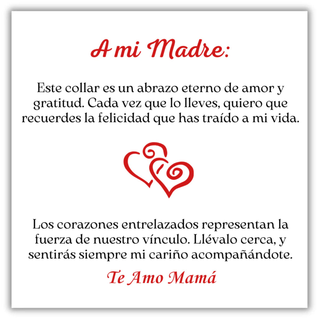 Collar Corazones Entrelazados —“A mi Madre”