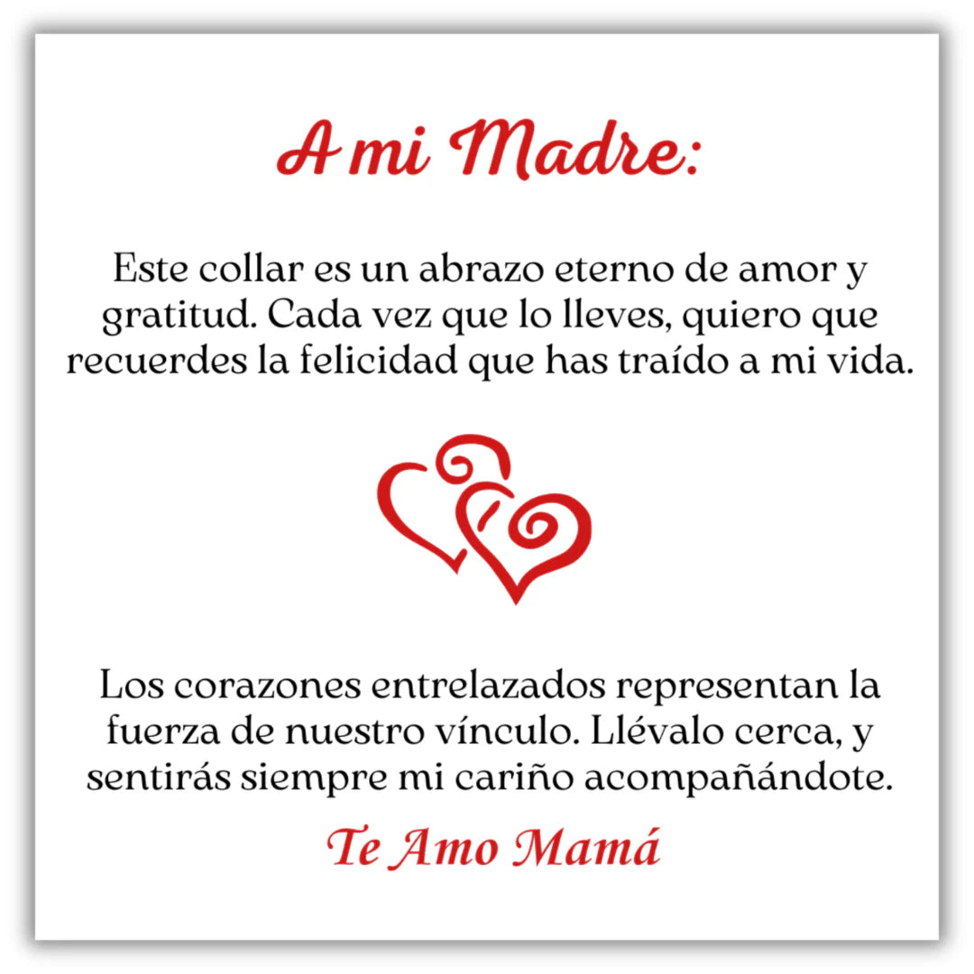 Collar Corazones Entrelazados —“A mi Madre”