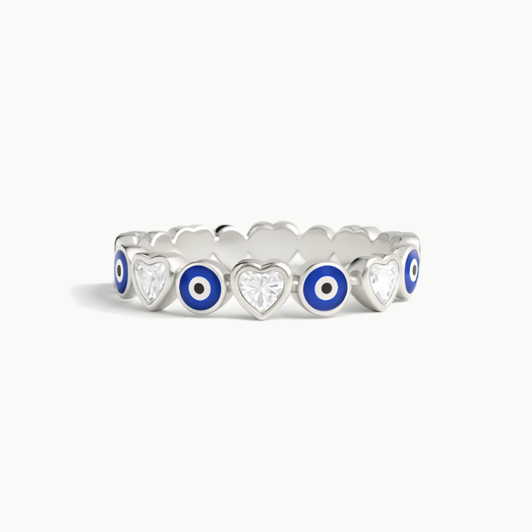 Anillo Protector de Corazón y Ojo Turco