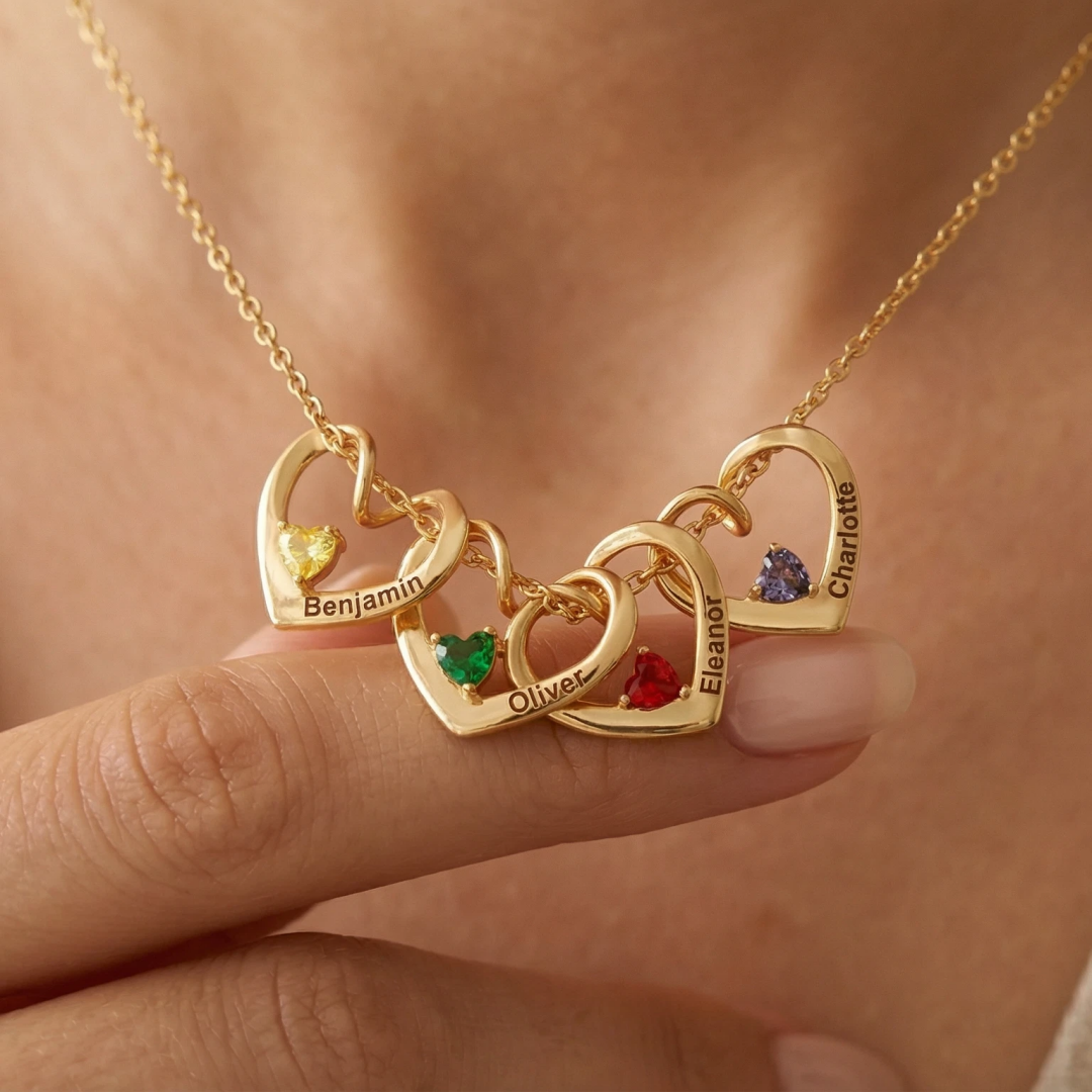 Collar Corazones Entrelazados —“A mi Madre”