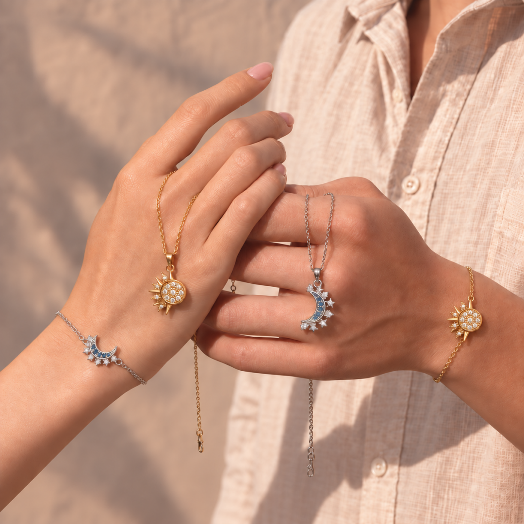 Set Completo Sol y Luna – 2 Collares + 2 Pulseras