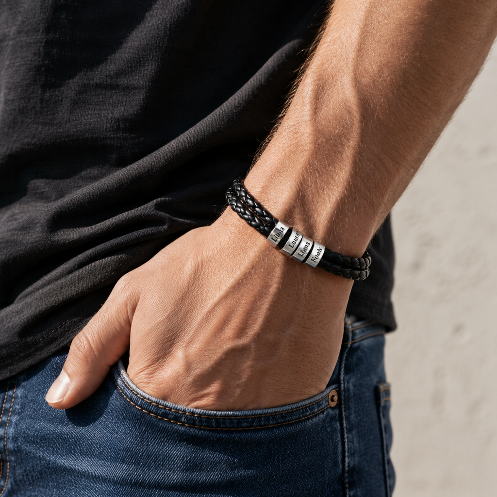 Pulsera de Cuero Personalizada para Papá