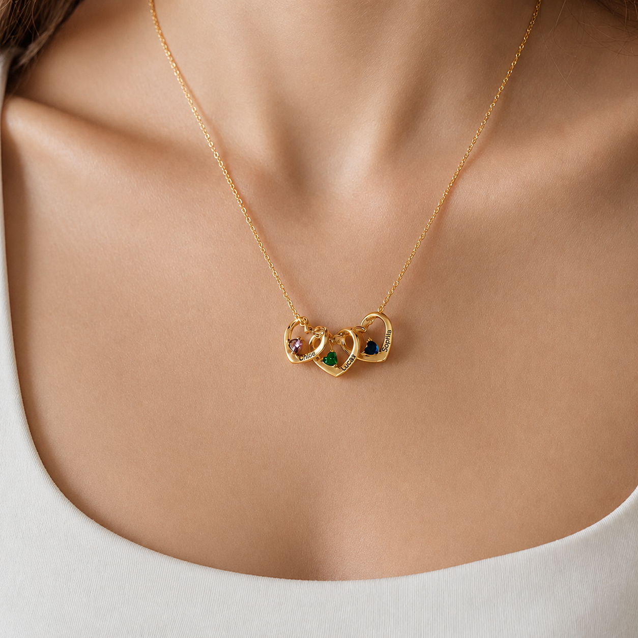 Collar Corazones Entrelazados —“Elegidas por el corazón”