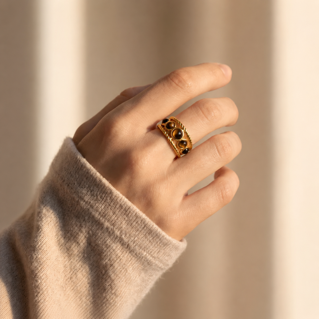 Anillo Amuleto Ojo de Tigre – Protección y Fuerza