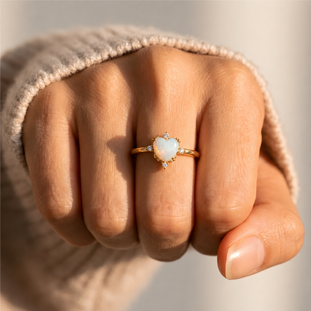 Anillo Confía en Ti – Corazón de Ópalo