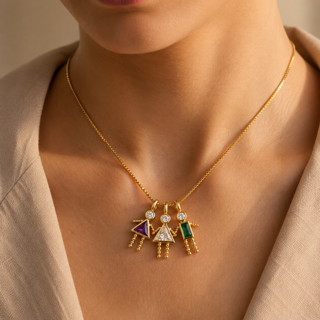 Collar Silueta con Piedra de Nacimiento — “Siempre contigo”