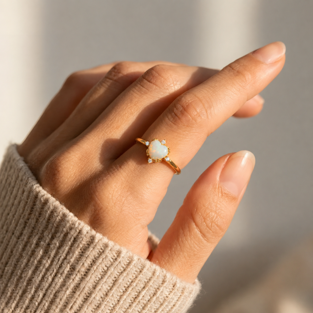 Anillo Confía en Ti – Corazón de Ópalo