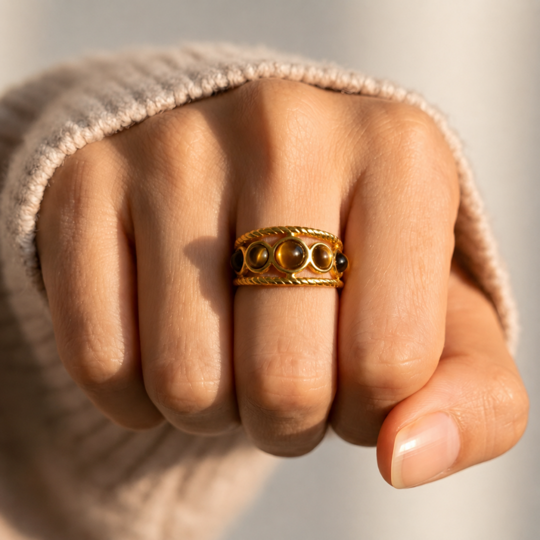 Anillo Amuleto Ojo de Tigre – Protección y Fuerza