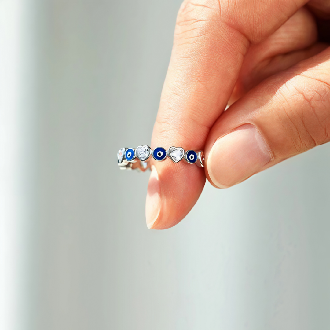 Anillo Protector de Corazón y Ojo Turco