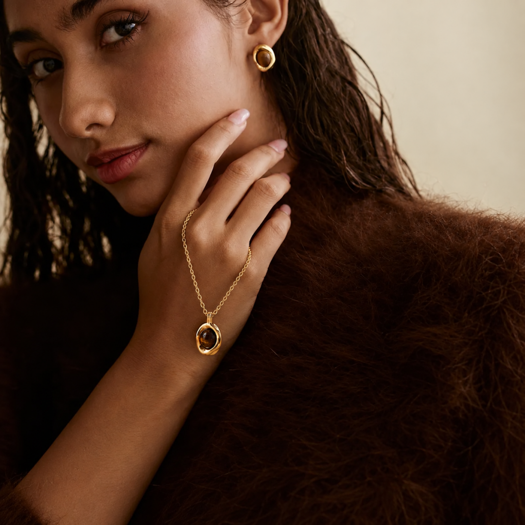 Collar Brújula Interior – Ojo de Tigre