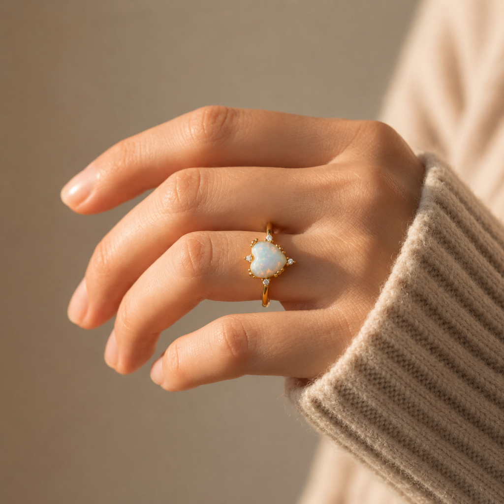 Anillo Confía en Ti – Corazón de Ópalo