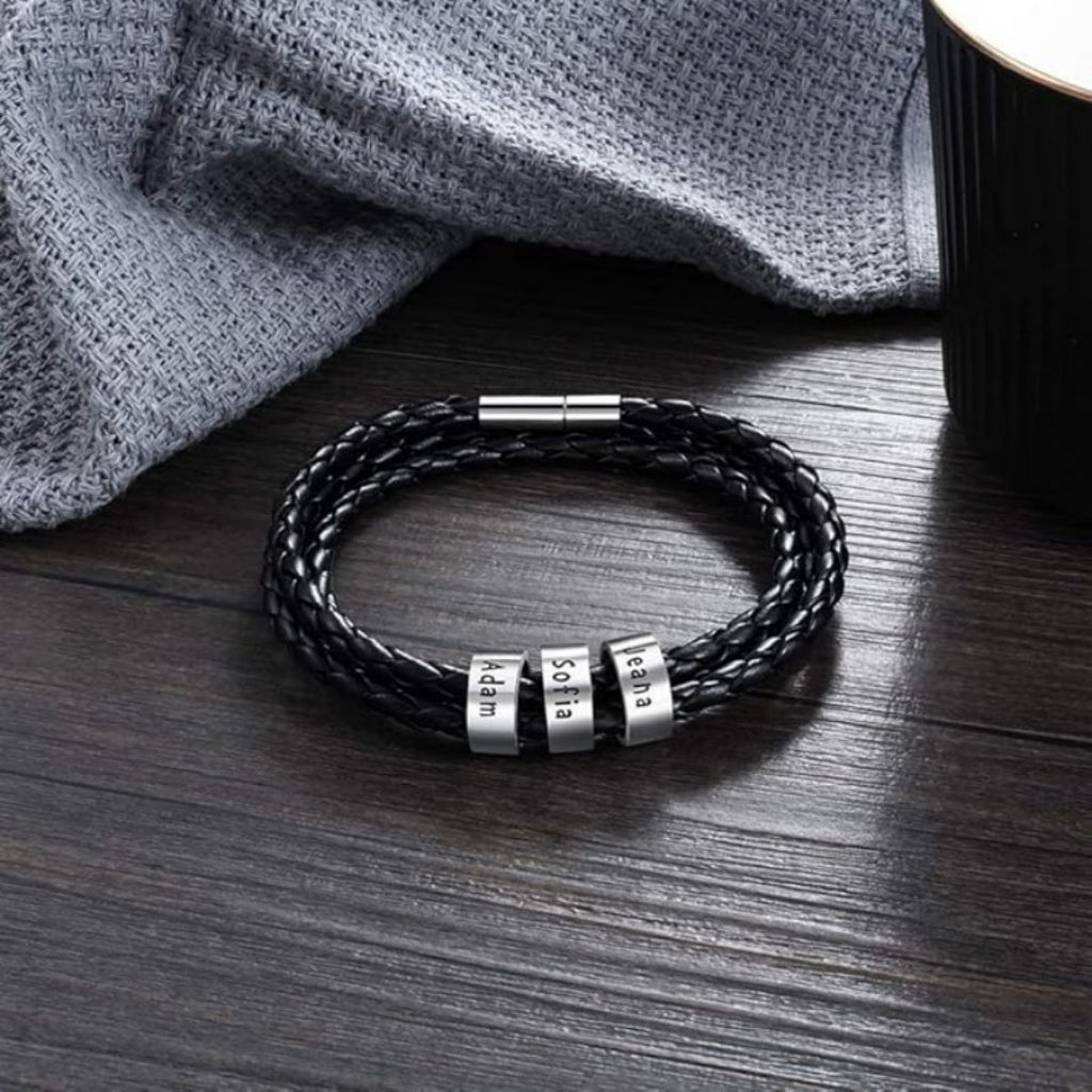 Pulsera de Cuero Personalizada para Papá