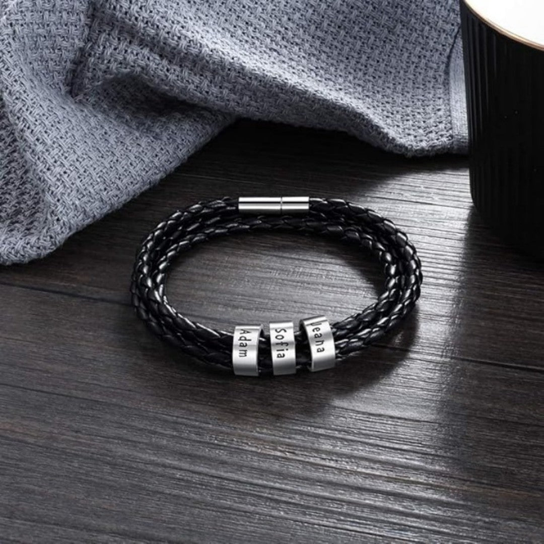 Pulsera de Cuero Personalizada para Papá