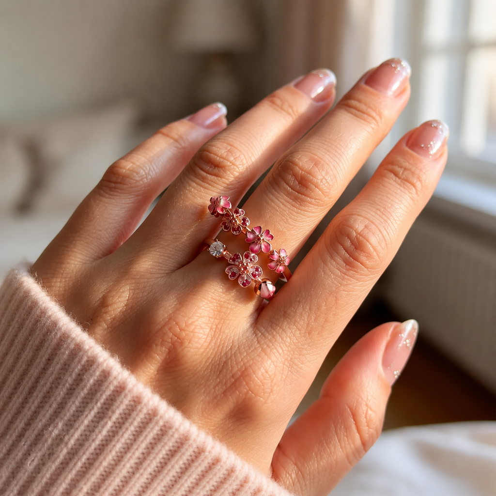 Anillo Flor de Durazno – Florece a Tu Ritmo