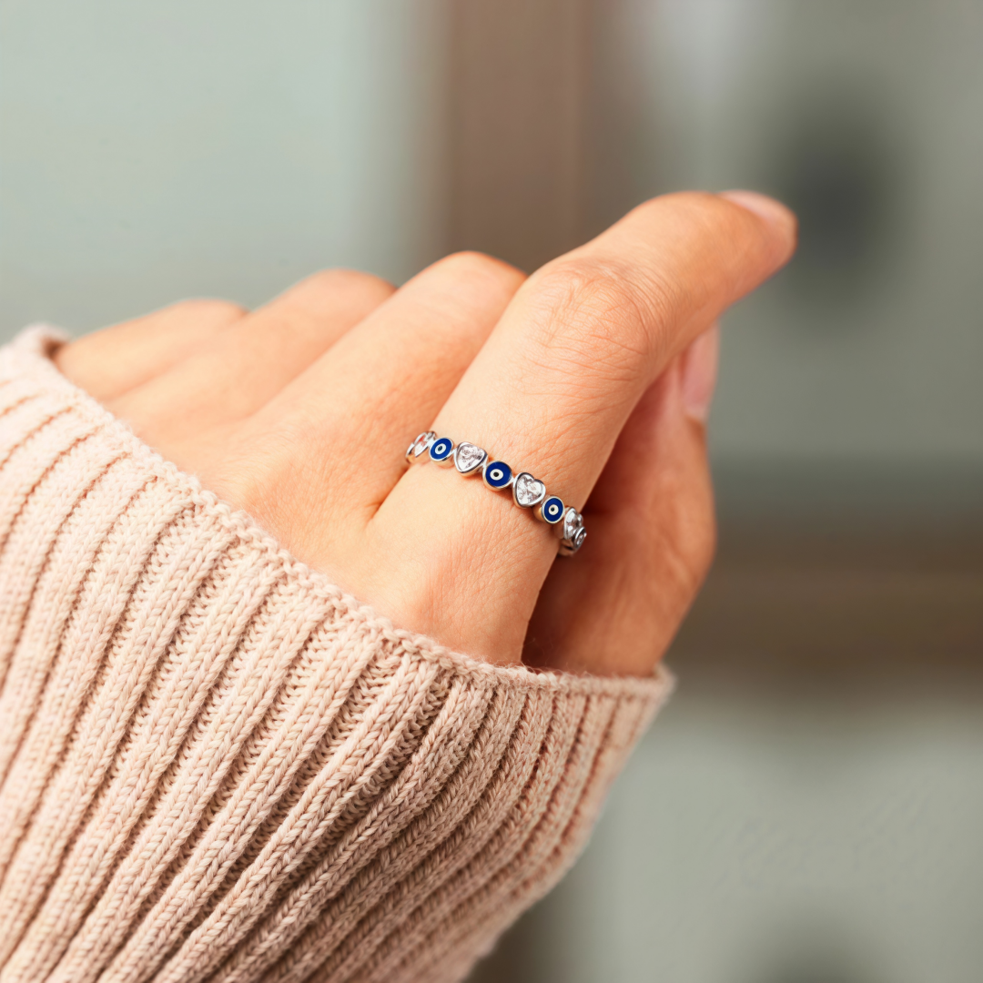 Anillo Protector de Corazón y Ojo Turco