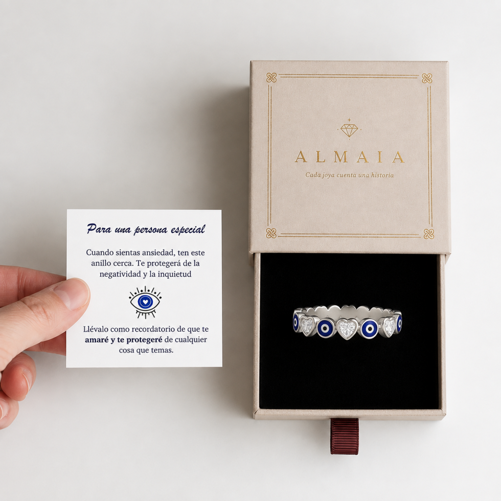Anillo Protector de Corazón y Ojo Turco