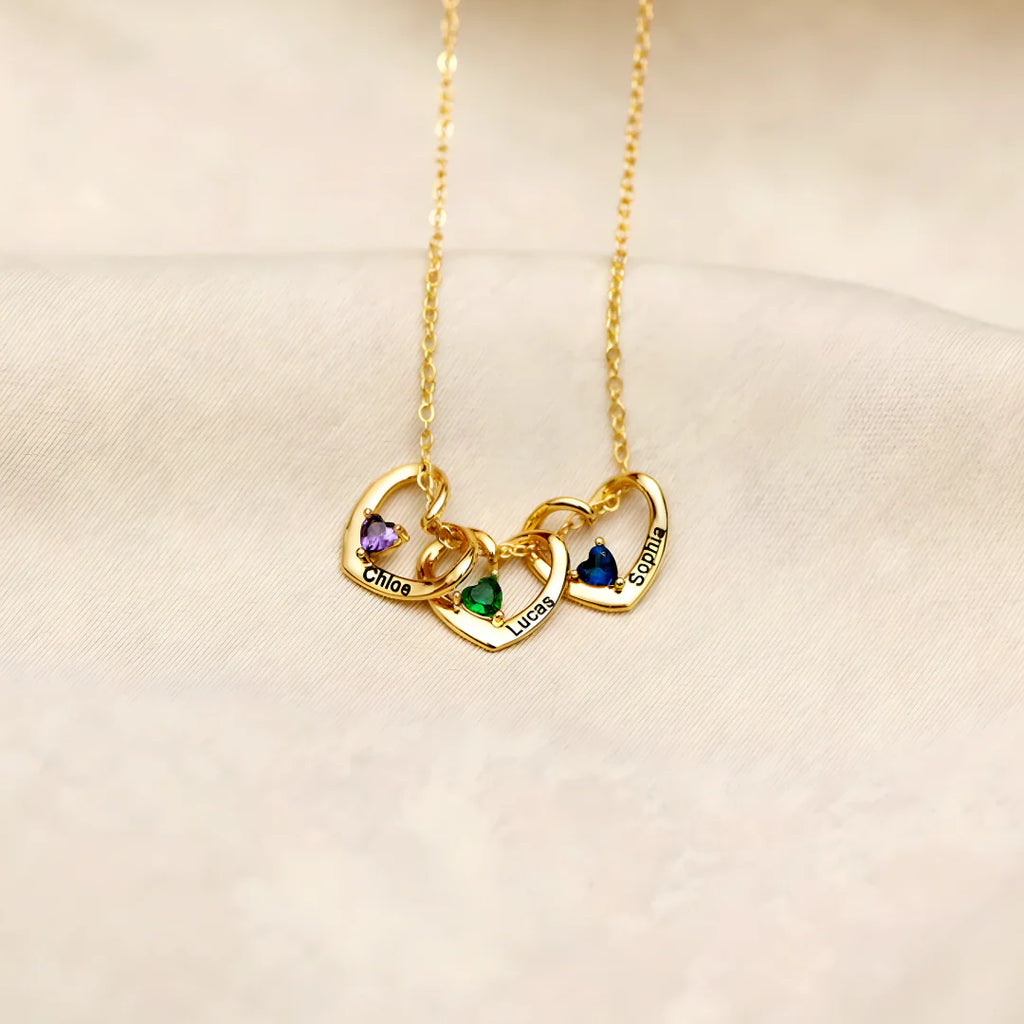 Collar Corazones Entrelazados —“A mi Madre”